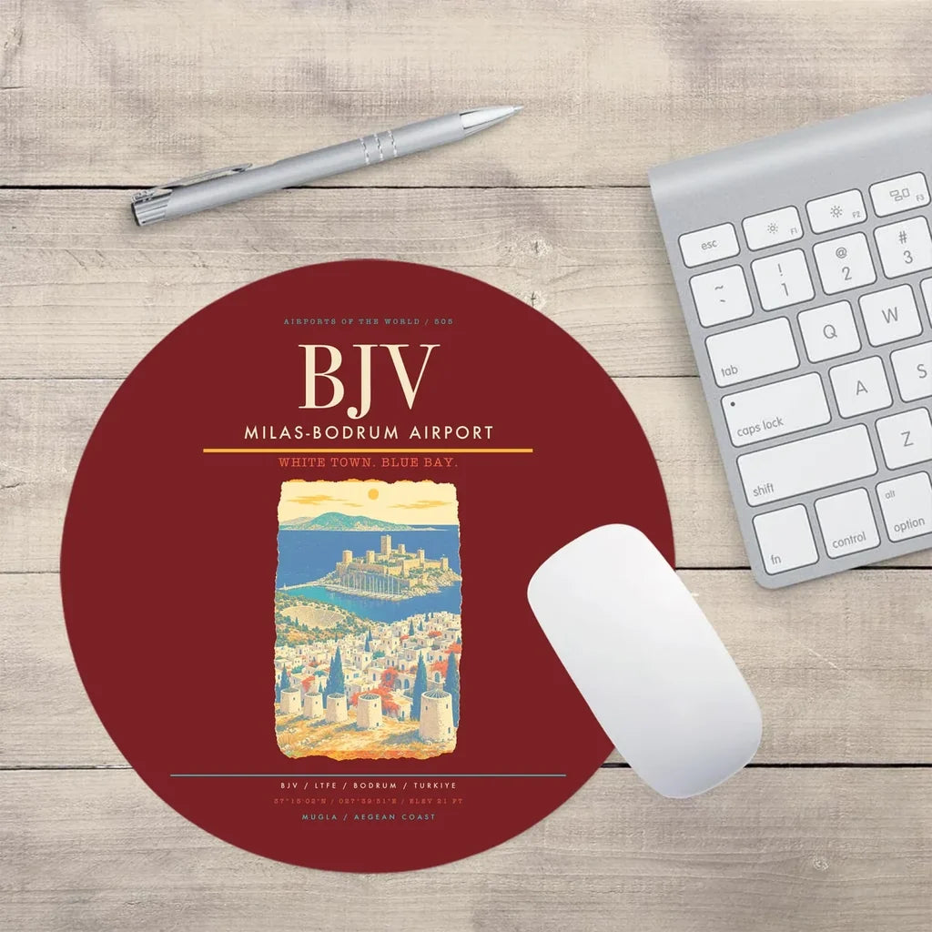 Milas-Bodrum Airport BJV Mouse-Pad Round - Dark Red