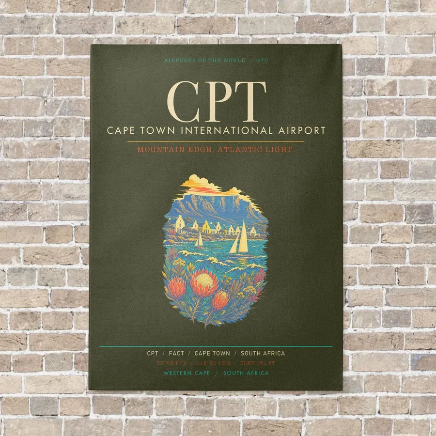 Cape Town International Airport CPT - Canvas Framed - Green Army