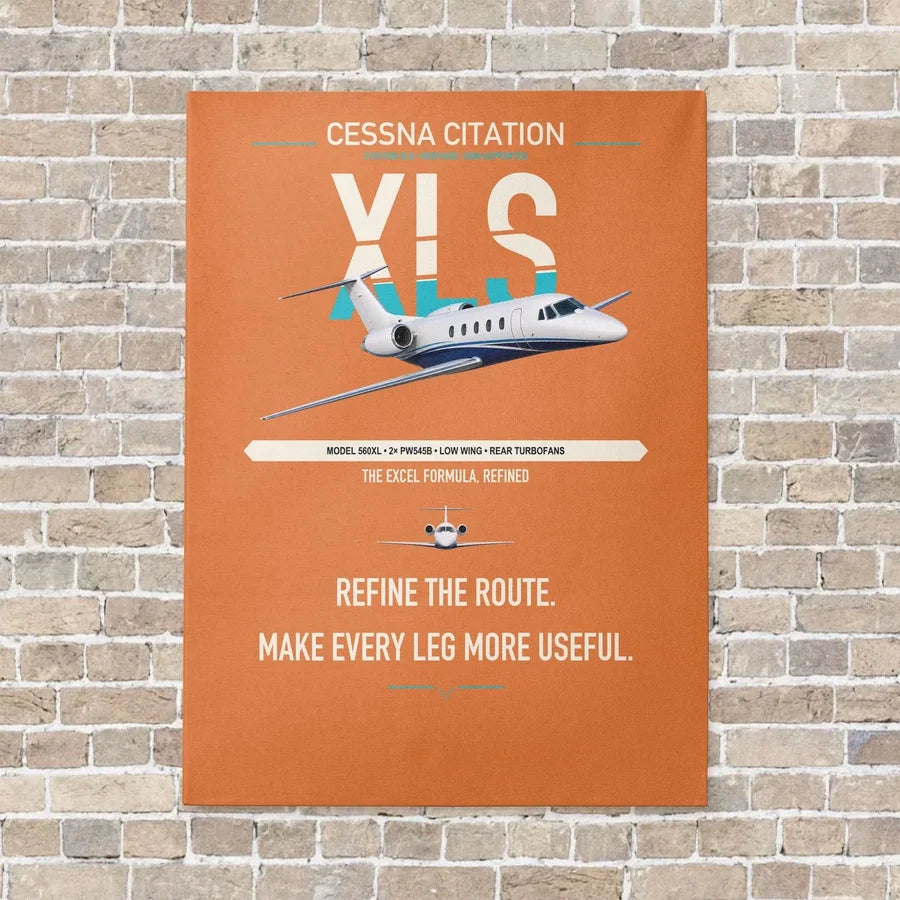 Cessna Citation XLS vertical canvas print - no frame - orange background