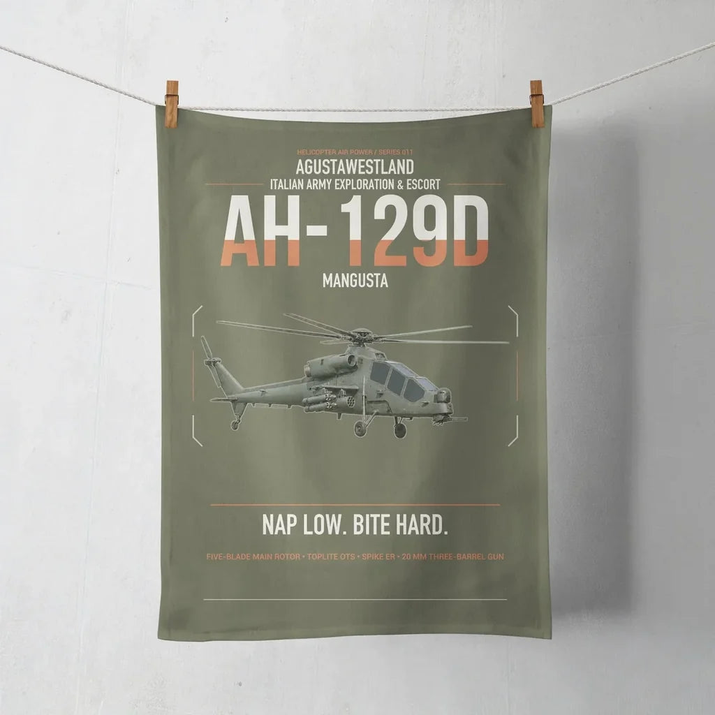 AgustaWestland AH-129D Mangusta design on green army towel