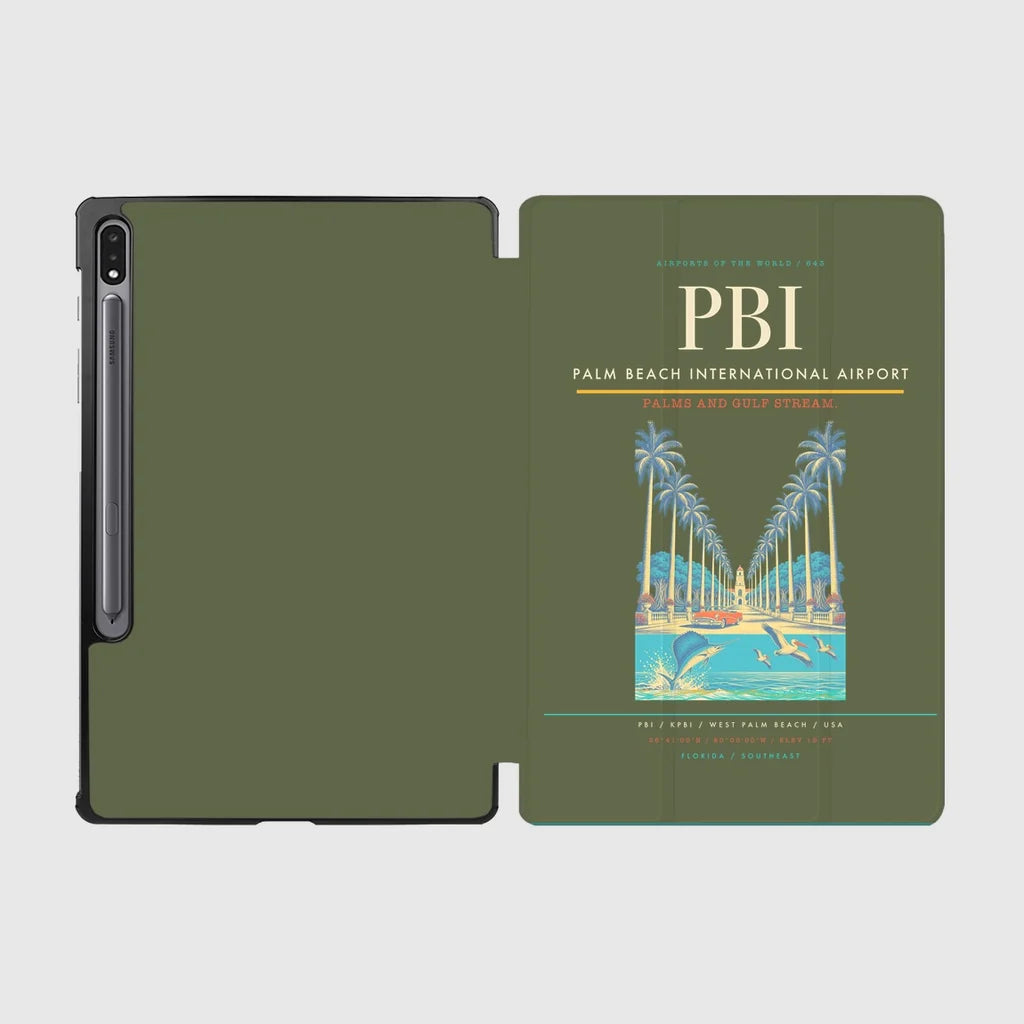Palm Beach International Airport (PBI) design on green army samsung tablet tablet case