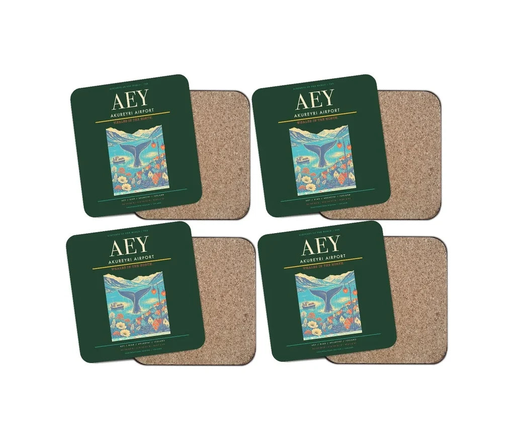 Akureyri Airport AEY Coaster 4-Pieces-Set - Dark Green