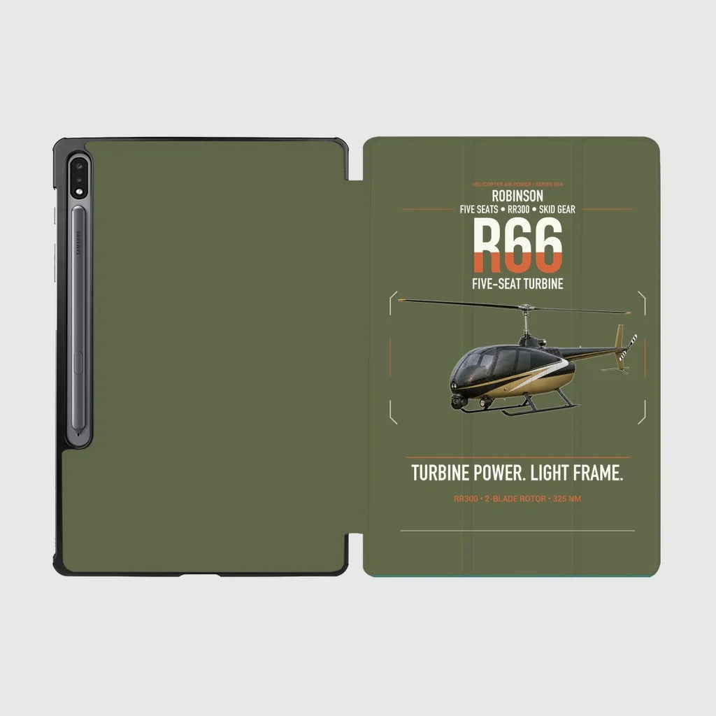Robinson R66 design on green army samsung tablet tablet case