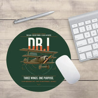Thumbnail for Fokker Dr.I design on dark green round mouse pad