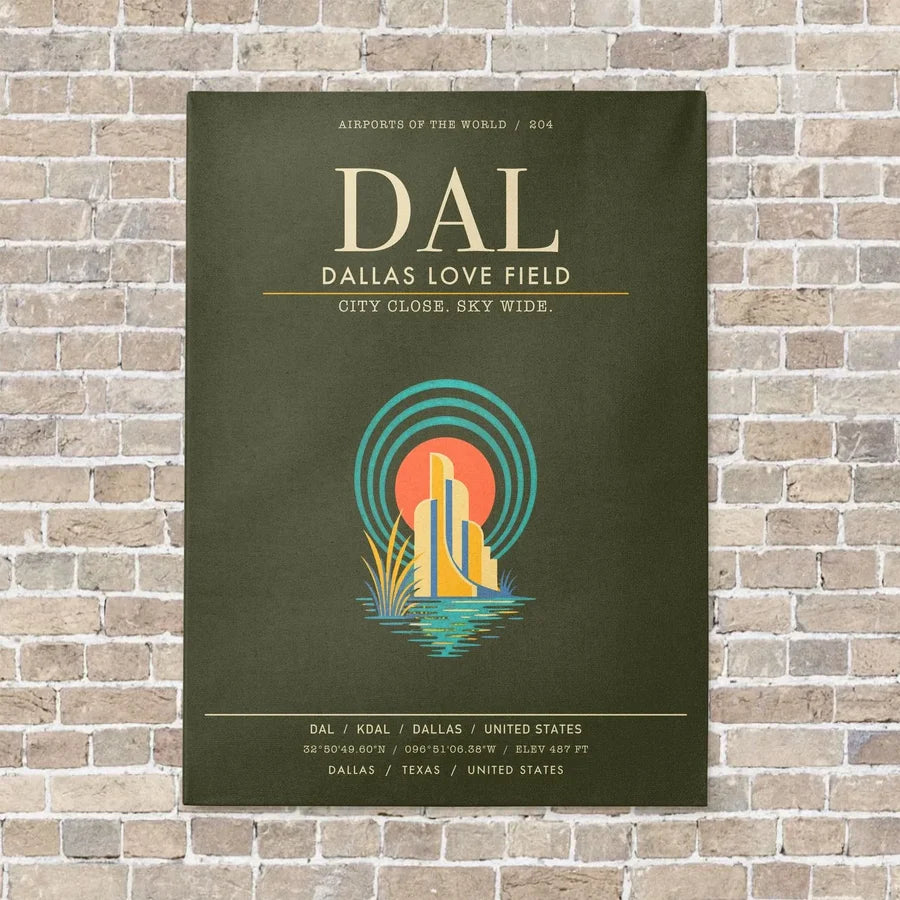 Dallas Love Field DAL - Canvas Framed - Green Army