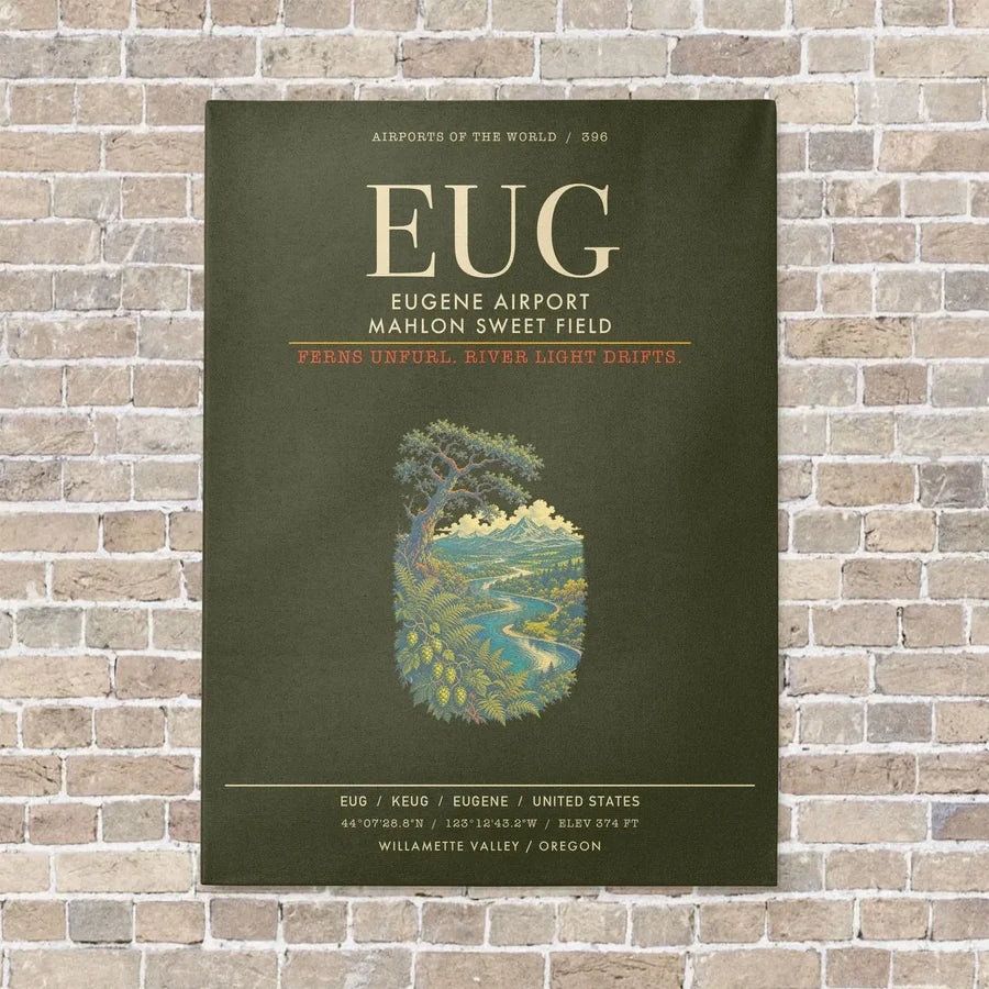 Eugene Airport Mahlon Sweet Field EUG - Canvas Framed - Green Army