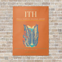 Thumbnail for Ithaca Tompkins Regional Airport ITH vertical canvas print - no frame - orange background