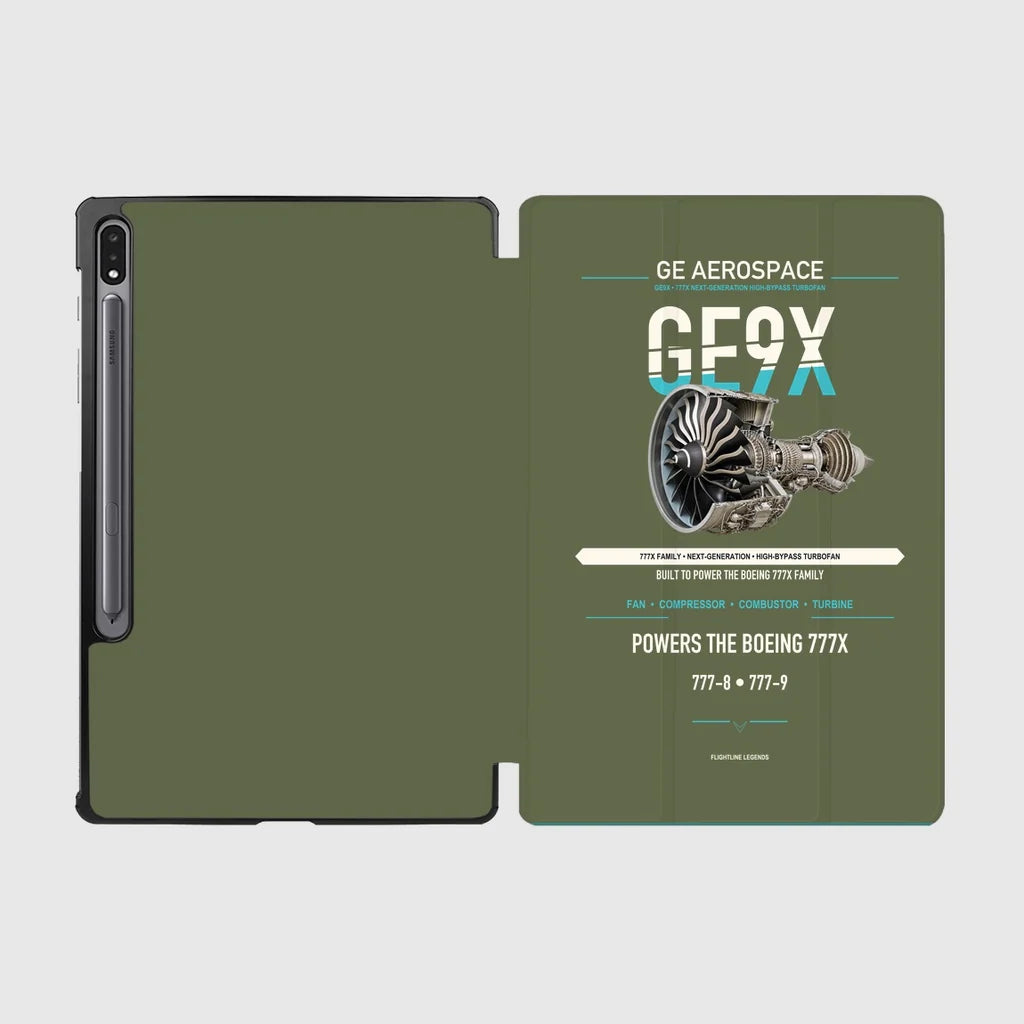 GE9X design on green army samsung tablet tablet case