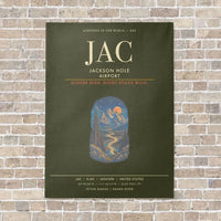 Thumbnail for Jackson Hole Airport JAC - Canvas Framed - Green Army