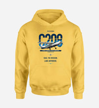 Thumbnail for Cessna 208 Caravan design on yellow double-side hoodie, single-side print
