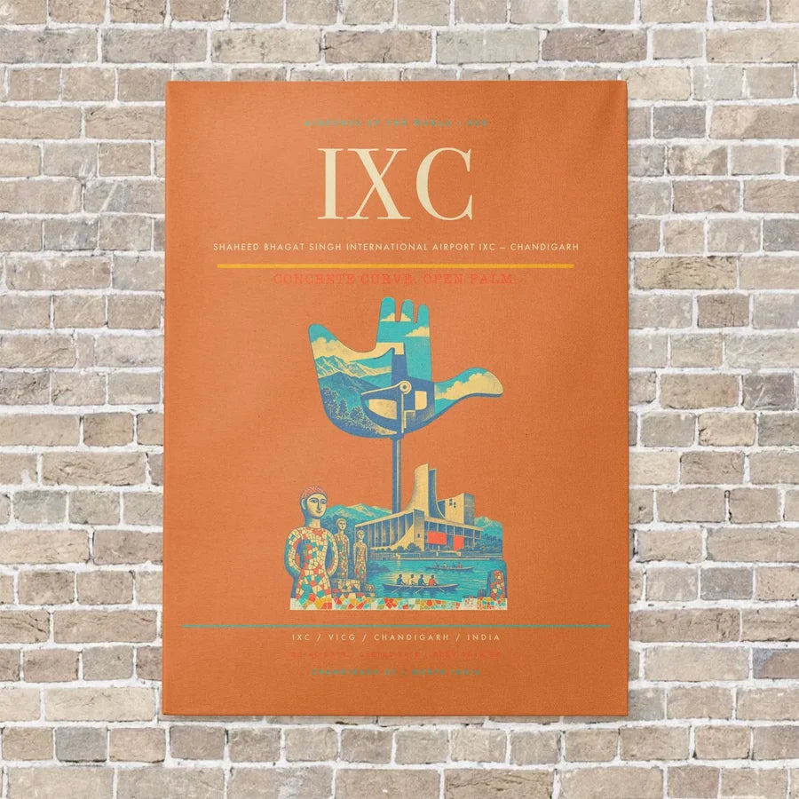 Shaheed Bhagat Singh International Airport IXC — Chandigarh vertical canvas print - no frame - orange background