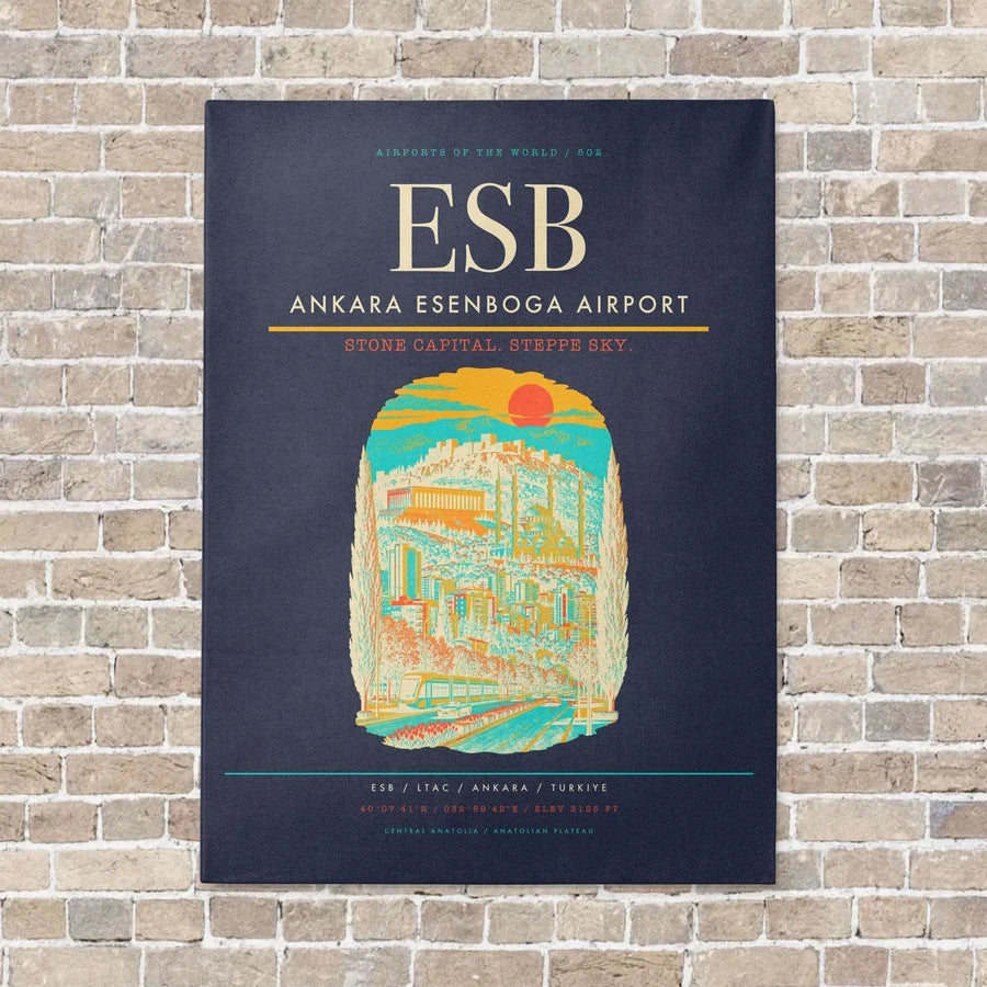 Ankara Esenboga Airport ESB - Canvas No Frame - Navy Blue
