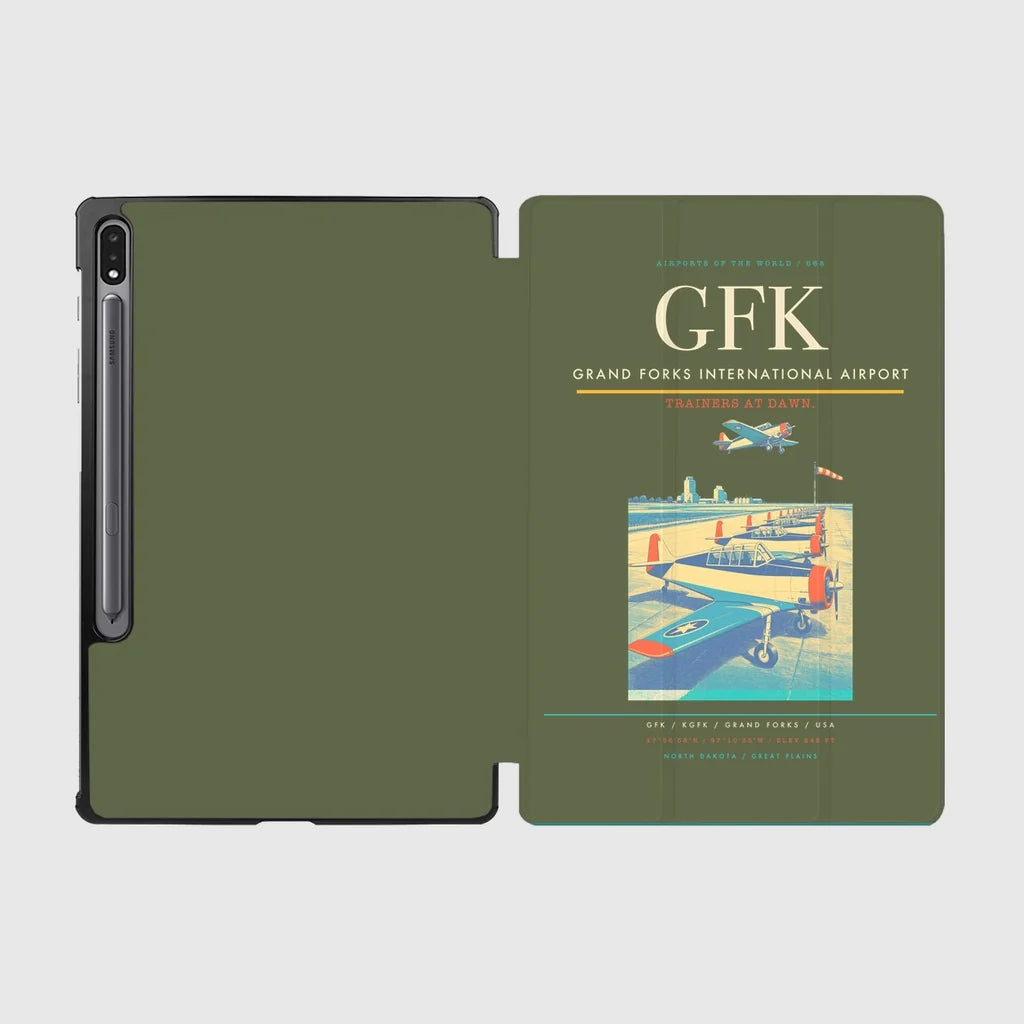 Grand Forks International Airport (GFK) design on green army samsung tablet tablet case