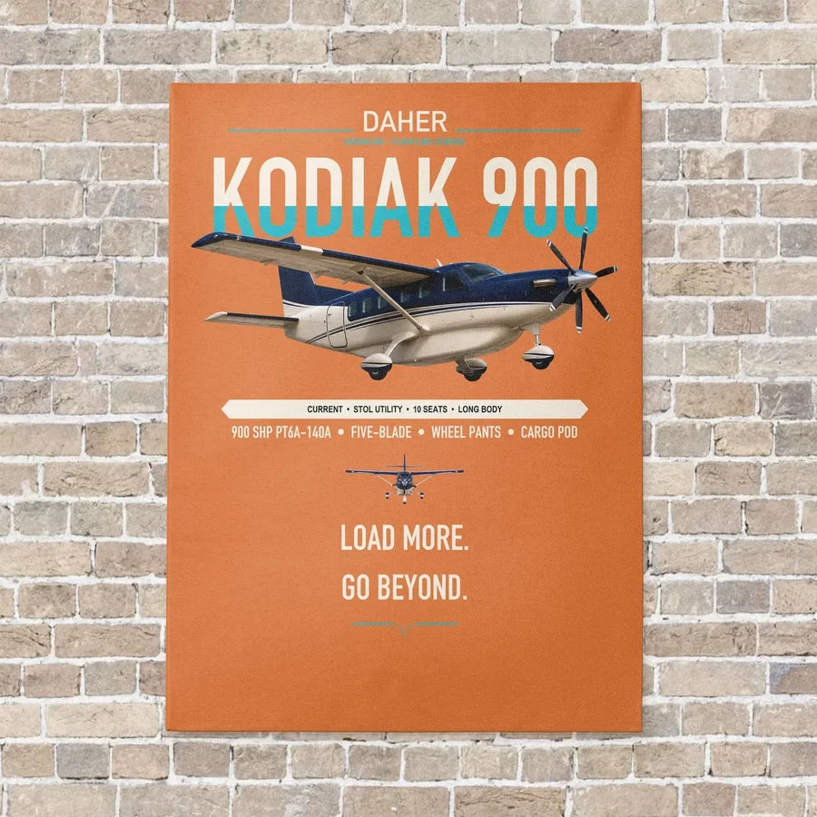 Daher Kodiak 900 vertical canvas print - no frame - orange background