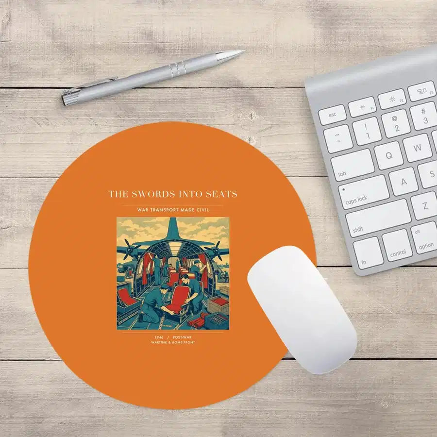 VINTAGE G4538 - The Swords Into Seats - Designed Mouse Pads design on orange round