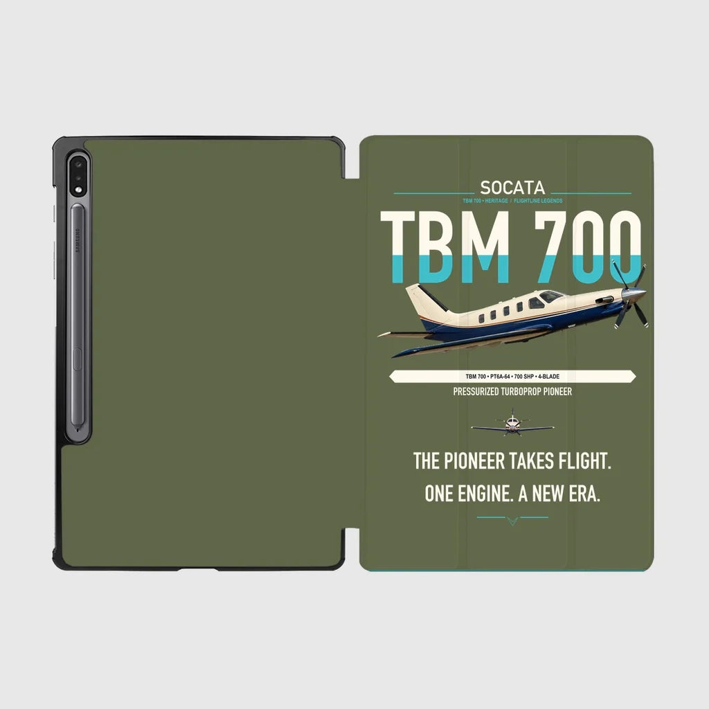 Socata TBM 700 design on green army samsung tablet tablet case