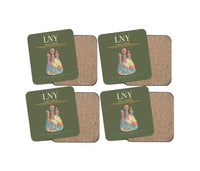 Thumbnail for Lanai Airport (LNY) design on green army 4 pieces set coaster