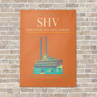 Thumbnail for Shreveport Regional Airport SHV vertical canvas print - no frame - orange background