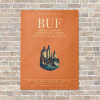 Thumbnail for Buffalo Niagara International Airport BUF vertical canvas print - no frame - orange background