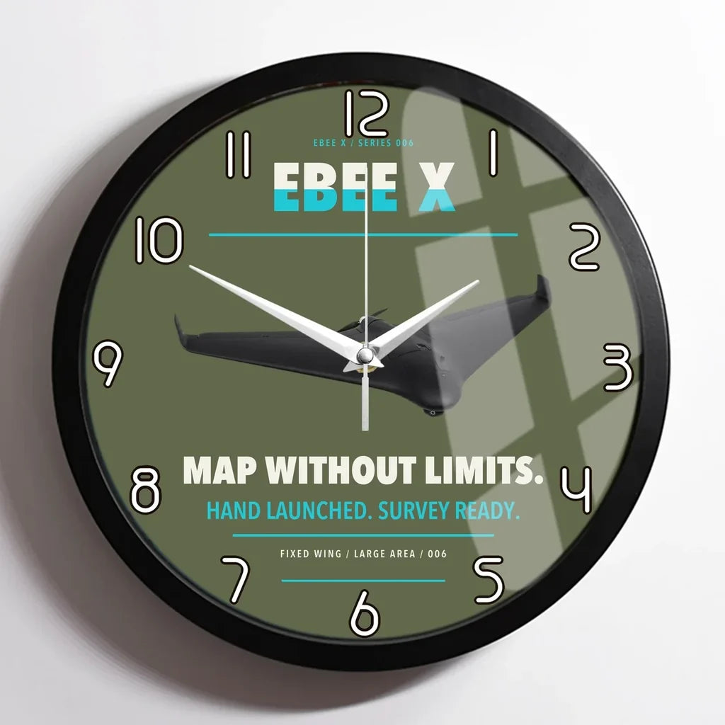 AgEagle eBee X design on green army framed wall clock