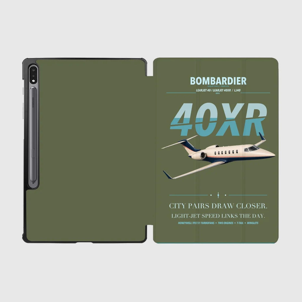 Bombardier Learjet 40XR design on green army samsung tablet tablet case