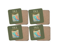 Thumbnail for Kamloops Airport (YKA) design on green army 4 pieces set coaster