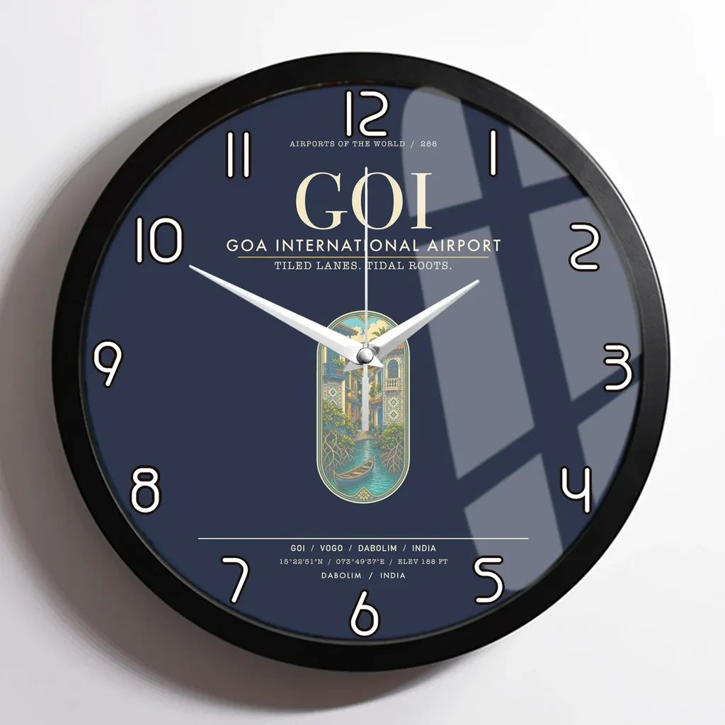 Goa International Airport Dabolim GOI Wall-Clock Framed - Navy Blue