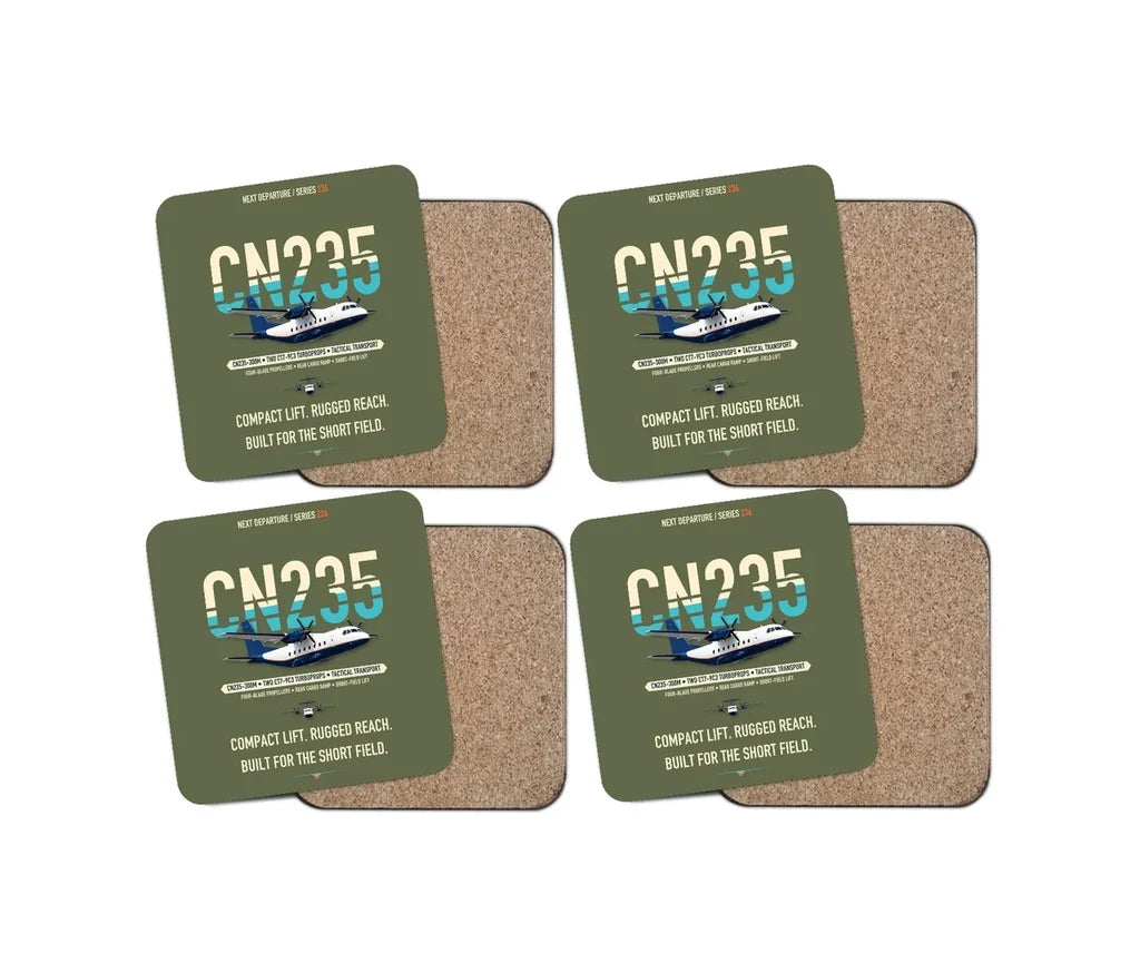 Airbus CN235-300M design on green army 4 pieces set coaster
