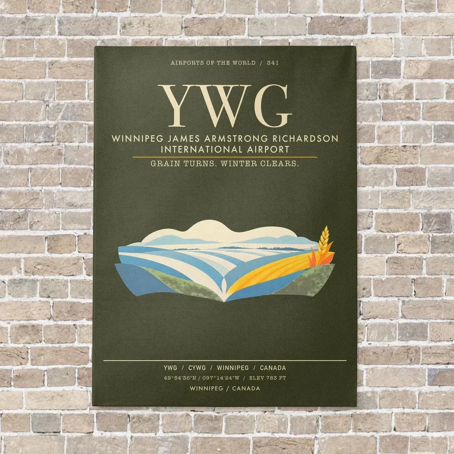 Winnipeg James Armstrong Richardson International Airport YWG - Canvas Framed - Green Army