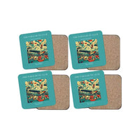 Thumbnail for The Parachute Club - Designed Coasters design on turquoise 4-pieces-set