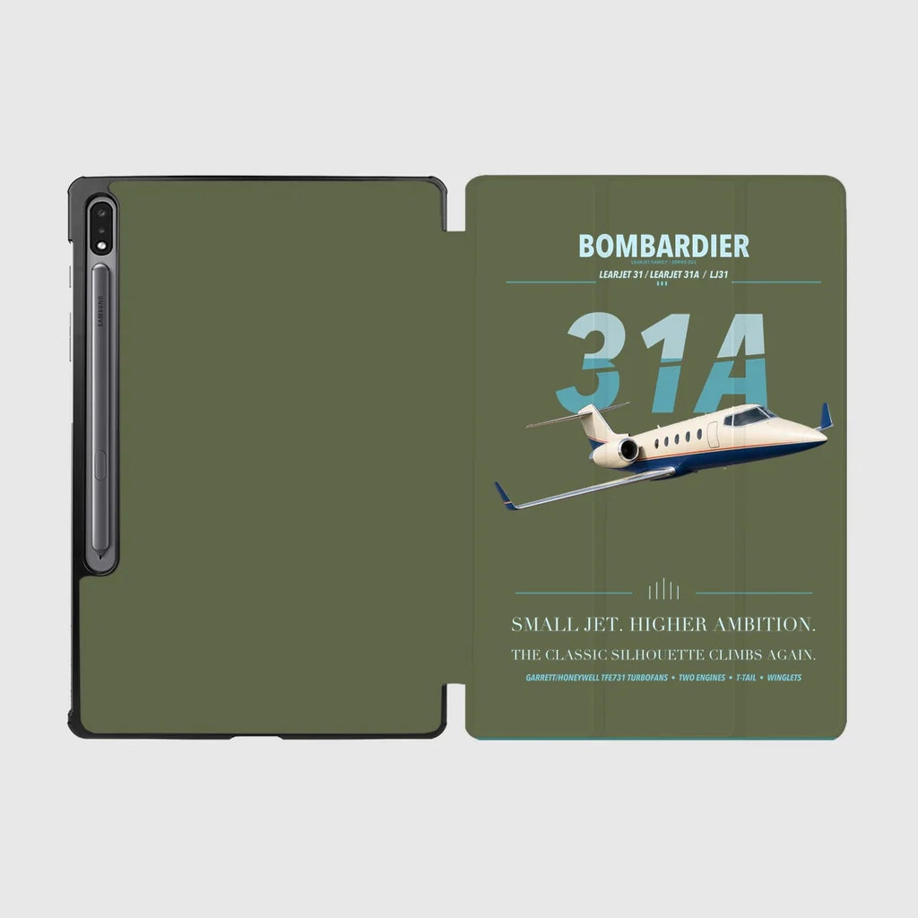 Bombardier Learjet 31A design on green army samsung tablet tablet case