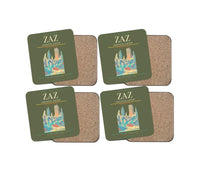 Thumbnail for Zaragoza Airport (ZAZ) design on green army 4 pieces set coaster