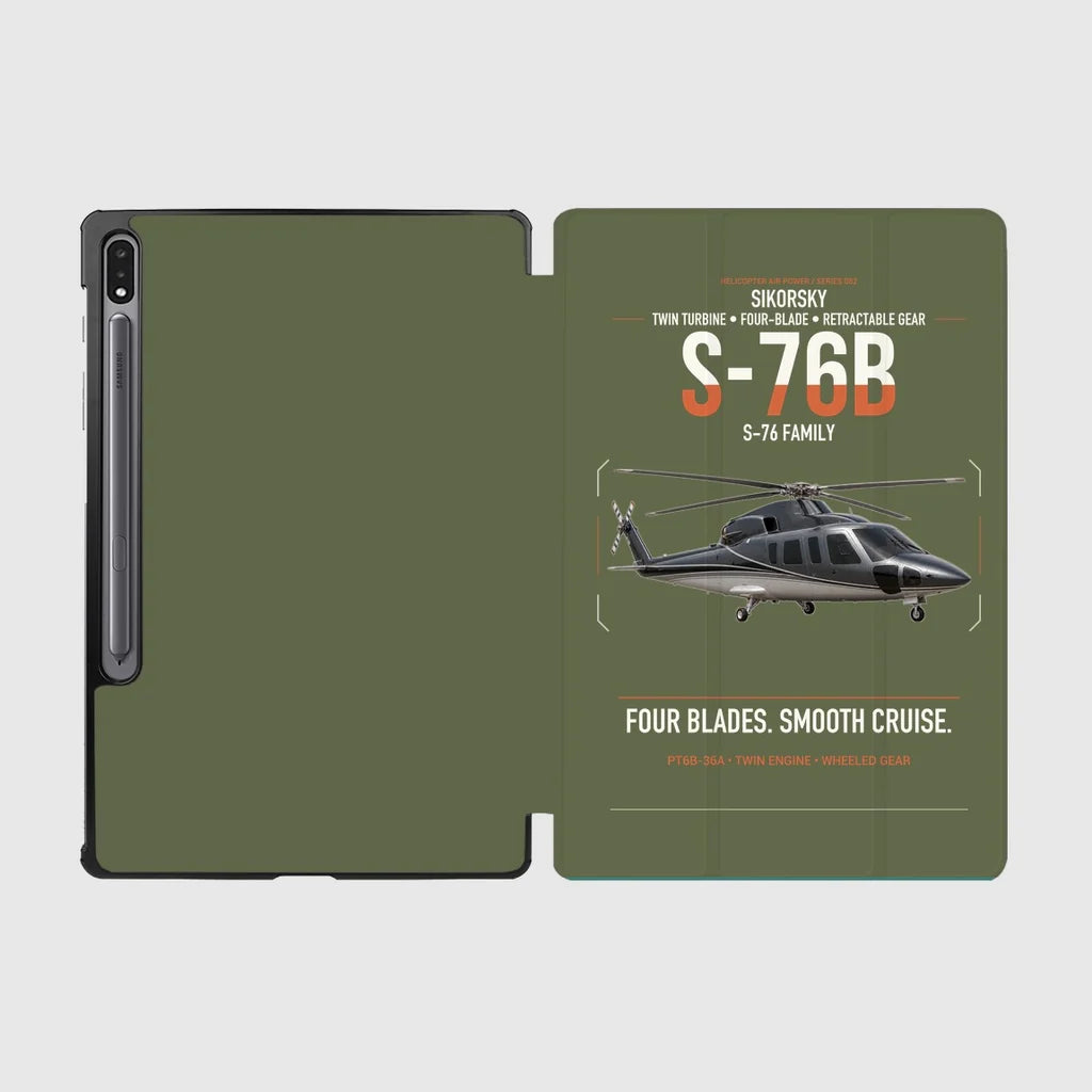Sikorsky S-76B design on green army samsung tablet tablet case