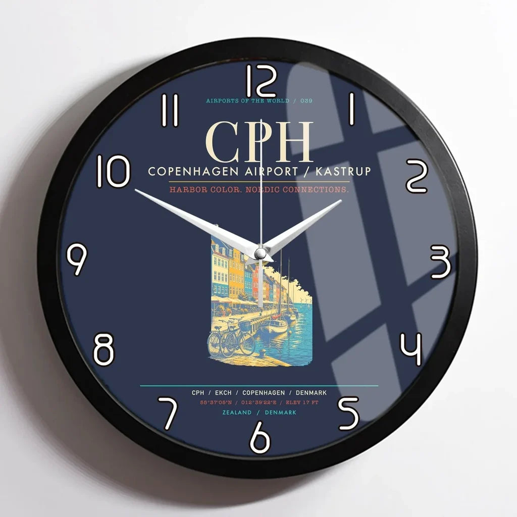 Copenhagen Airport Kastrup CPH Wall-Clock Framed - Navy Blue