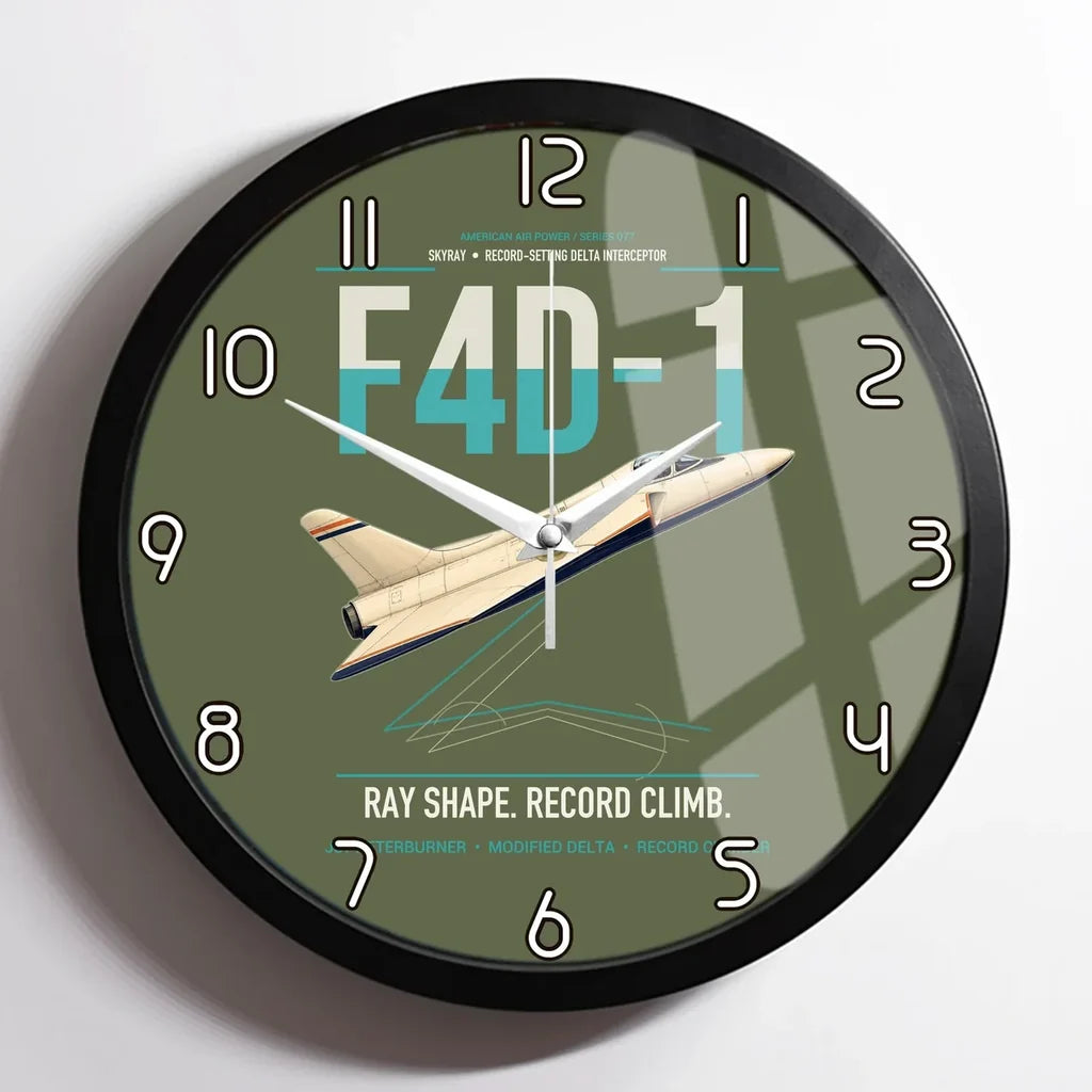 F4D-1 Skyray design on green army framed wall clock