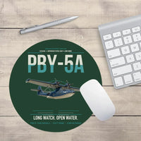 Thumbnail for PBY-5A Catalina design on dark green round mouse pad