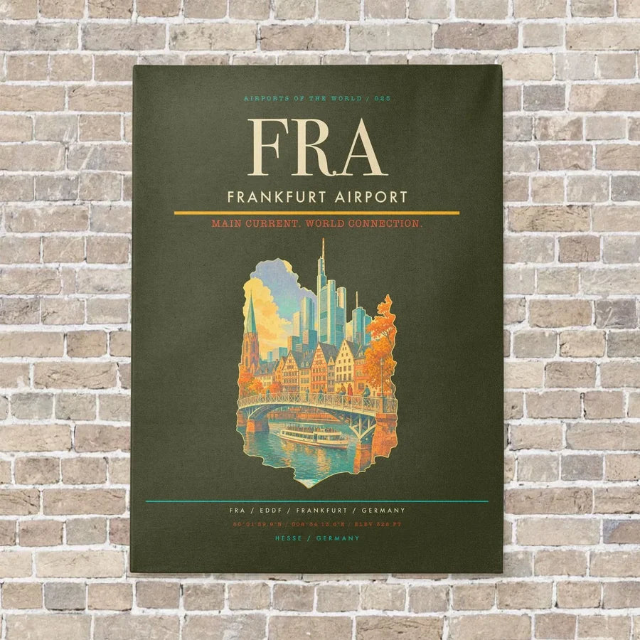 Frankfurt Airport FRA - Canvas Framed - Green Army