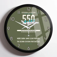 Thumbnail for Cessna Citation 550 - Citation II design on green army framed wall clock