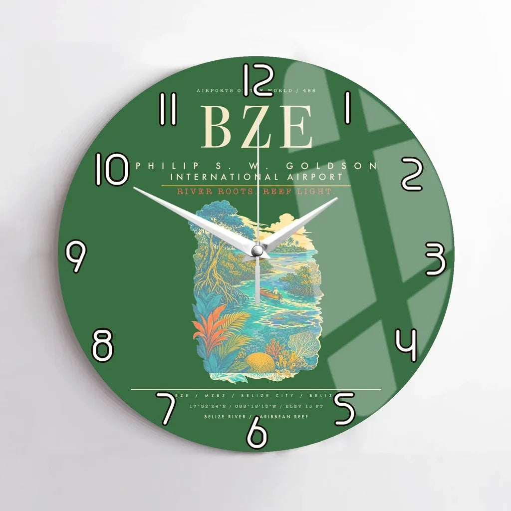Philip S. W. Goldson International Airport BZE Wall-Clock No-Frame - Green