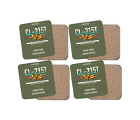 Thumbnail for Canadair CL-215T design on green army 4 pieces set coaster