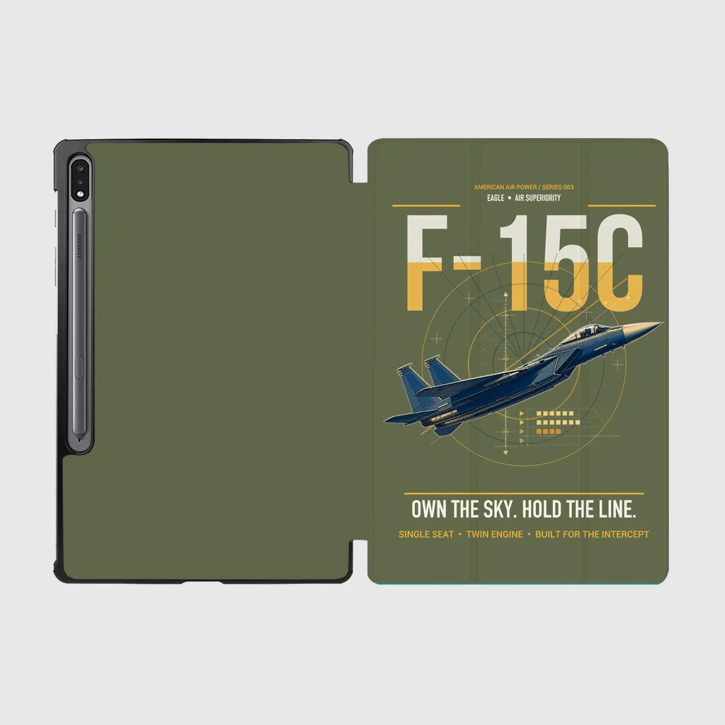 F-15C Eagle design on green army samsung tablet tablet case