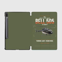 Thumbnail for Bell 505 Jet Ranger X design on green army samsung tablet tablet case