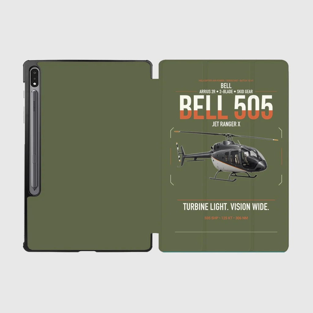 Bell 505 Jet Ranger X design on green army samsung tablet tablet case