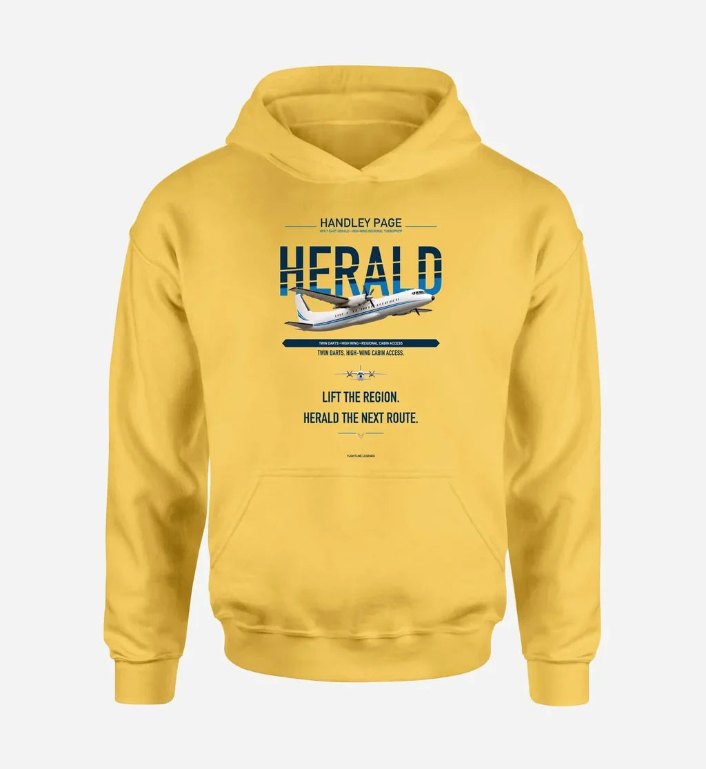 Handley Page HPR.7 Dart Herald design on yellow hoodie single side