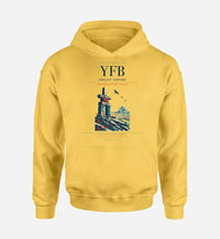 Thumbnail for Iqaluit Airport (YFB) design on yellow hoodie single-side print