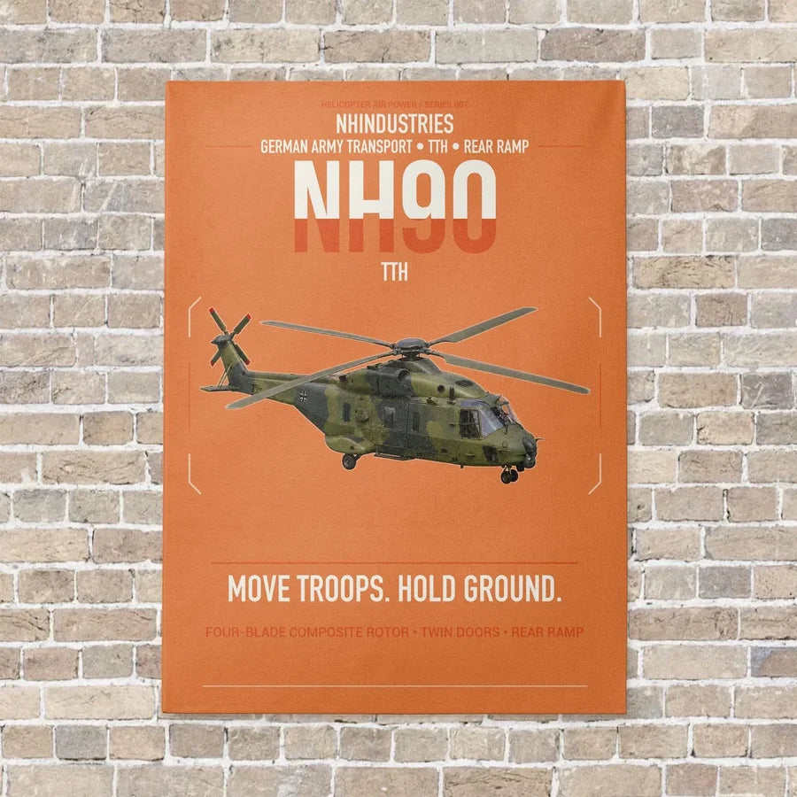 NHIndustries NH90 TTH vertical canvas print - no frame - orange background
