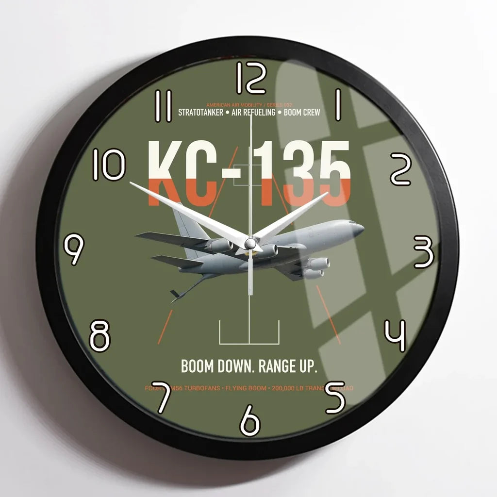 KC-135 STRATOTANKER design on green army framed wall clock