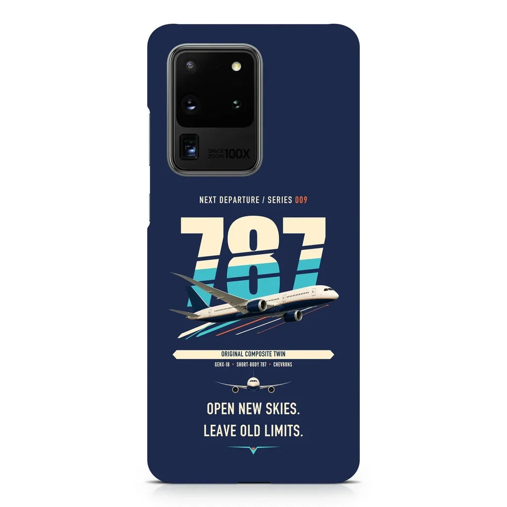 Boeing 787-8 Dreamliner design on samsung case - navy blue