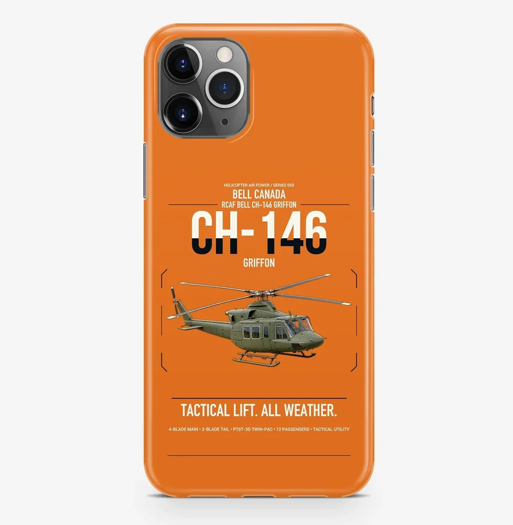 Bell Canada CH-146 Griffon design on orange magsafe iphone case, for iPhone Pro Max