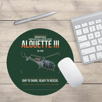 Thumbnail for Aérospatiale SA 316B Alouette III design on dark green round mouse pad